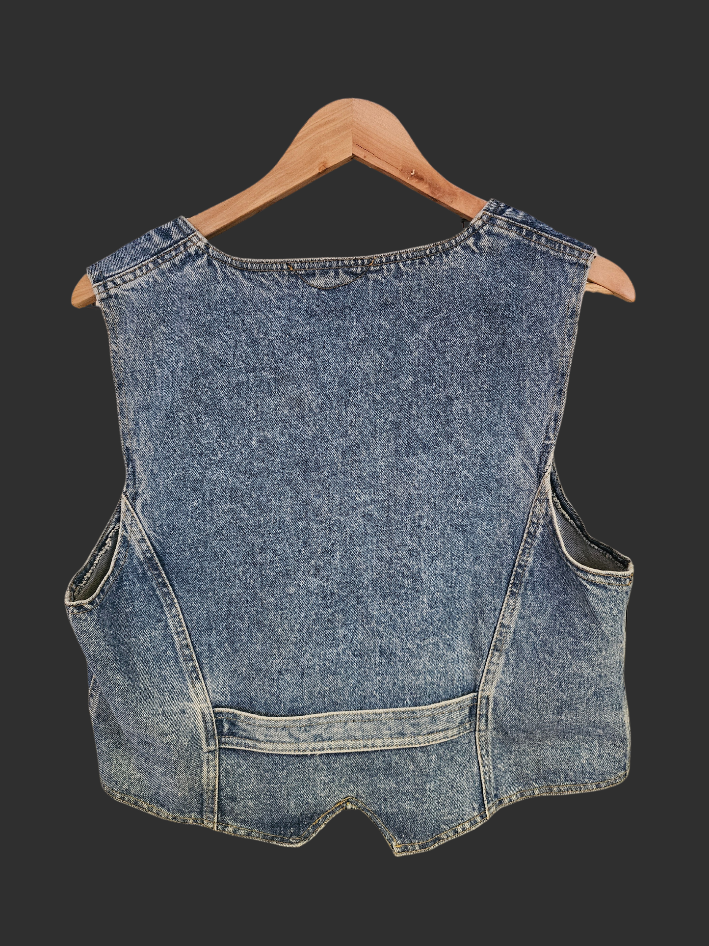 Denim Cropped Waistcoat with Silver and Gem Detail - L