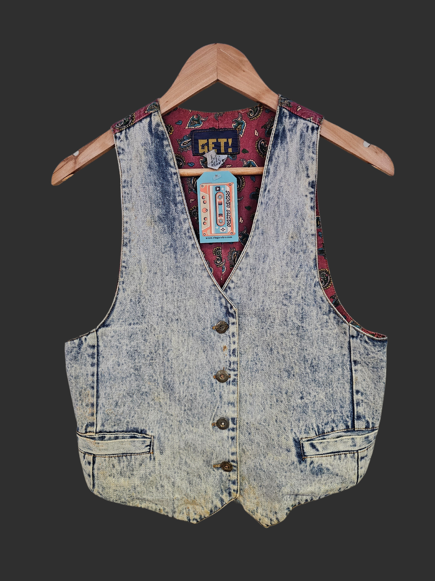 GET Denim Waistcoat with Paisley Back - S