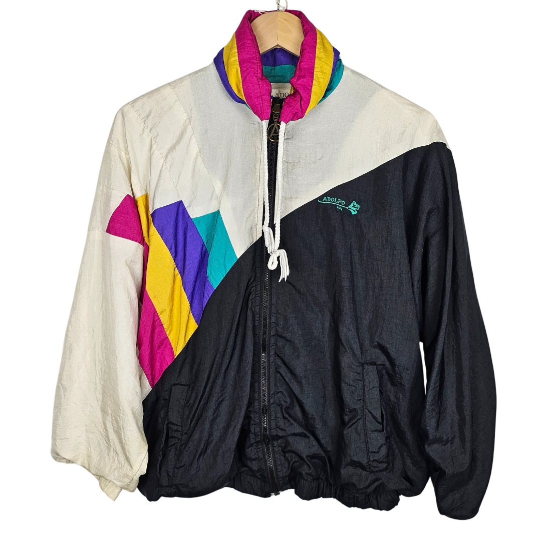 Adolfo Sport Track Jacket with bold colour stripes XS Ringo Retro