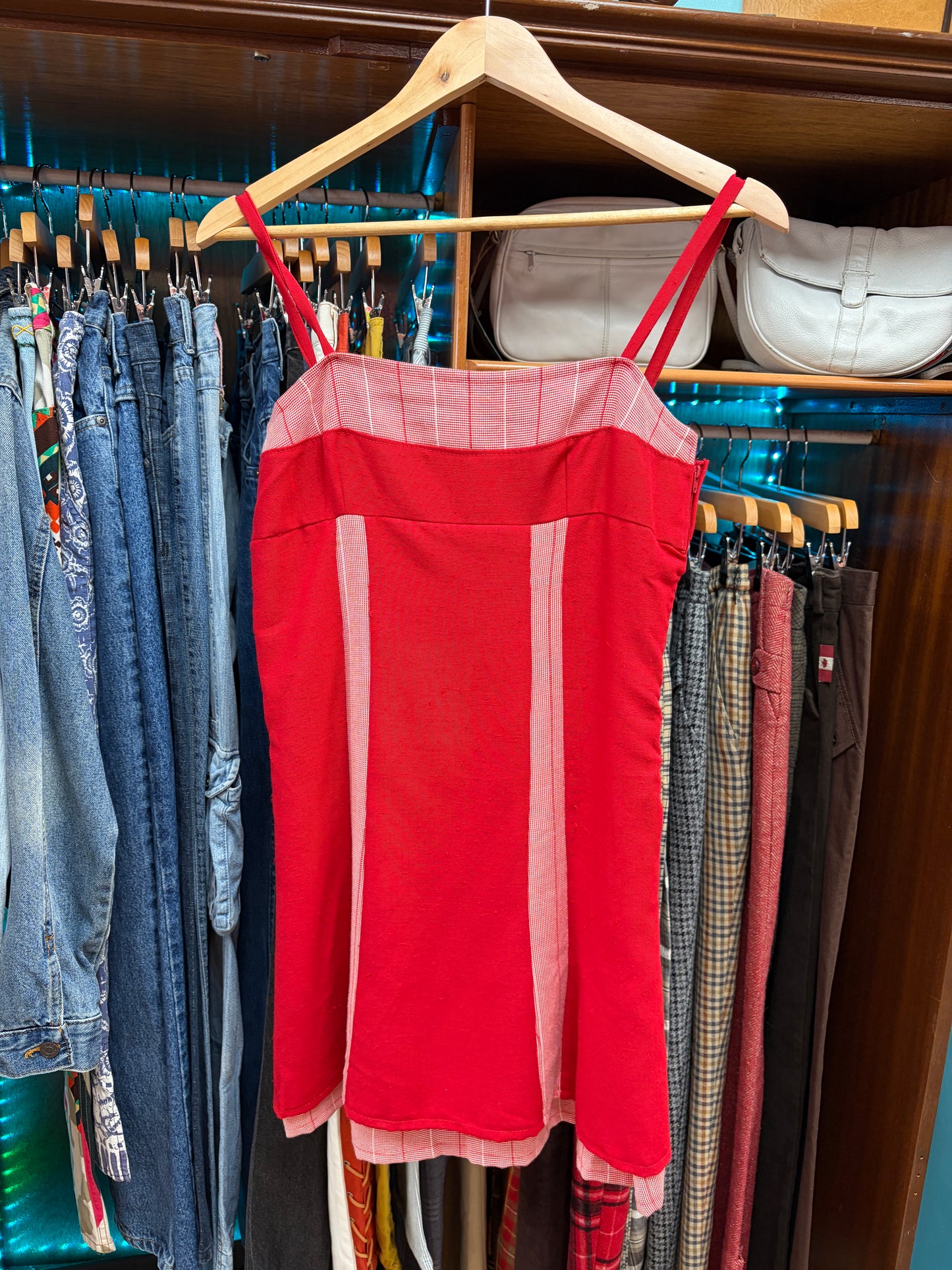 Red strappy dress