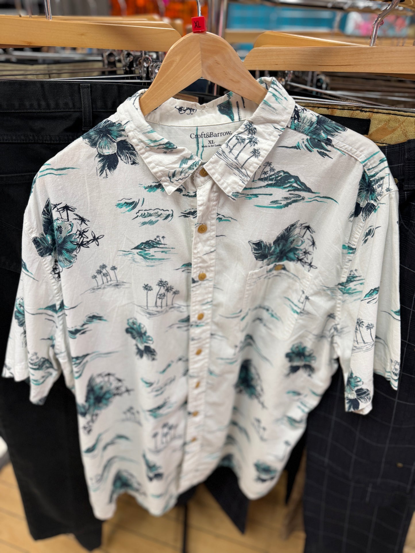 Desert Island Pattern Short Sleeved Shirt - XL