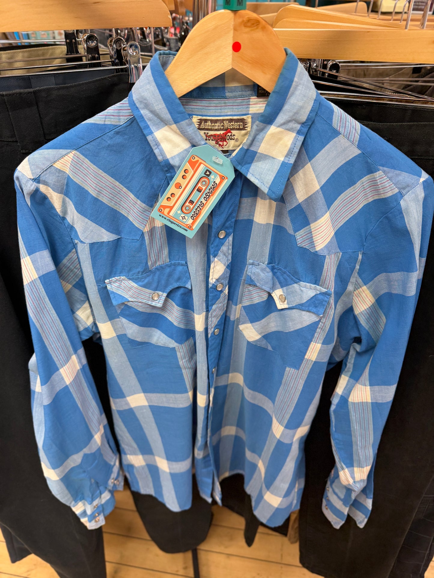 Blue Check Western Shirt - M