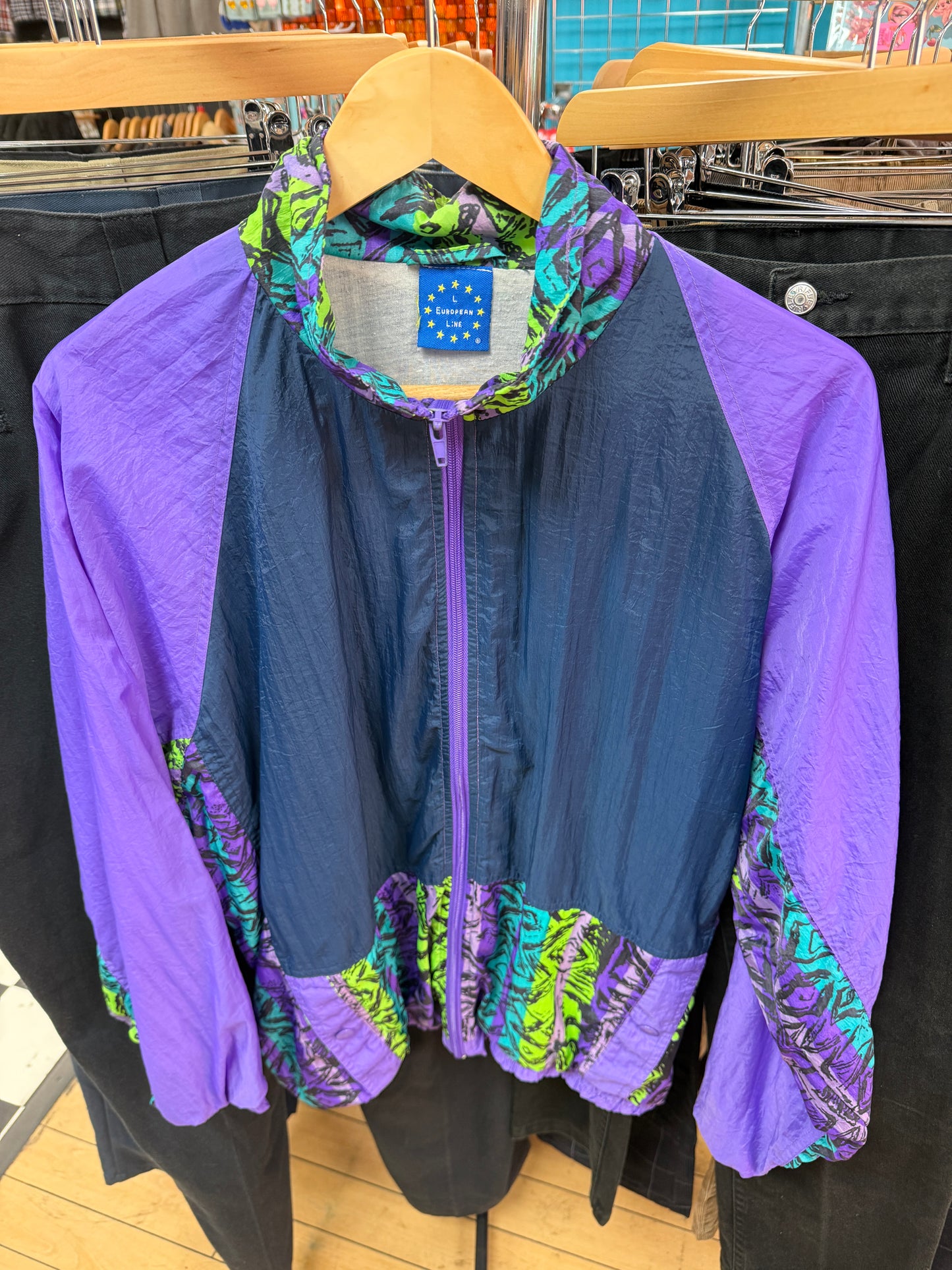 Purple Abstract Pattern 80's Jacket - L