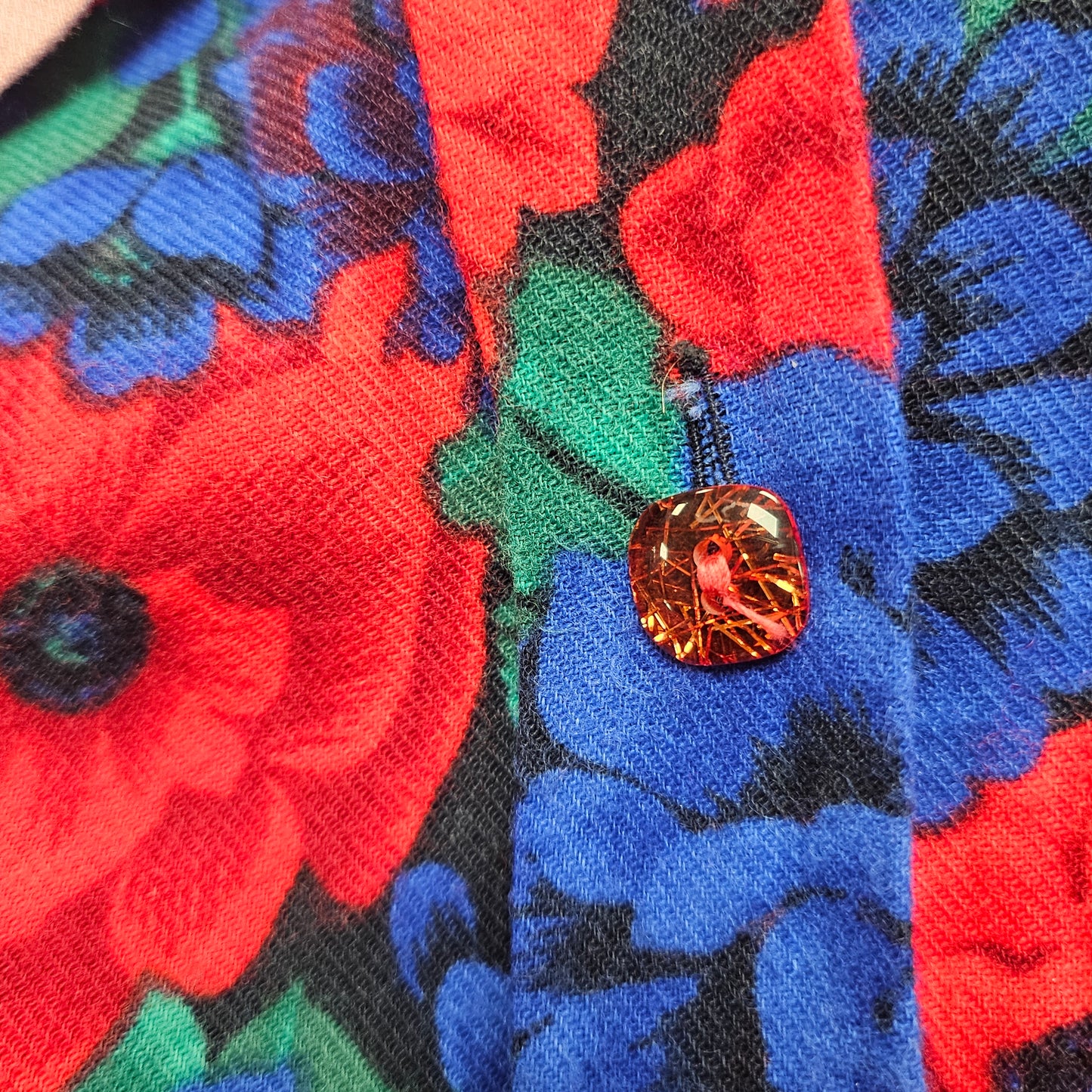 Silvia Made In Italy Bold Floral Shirt With Embellished Collar Detail - S