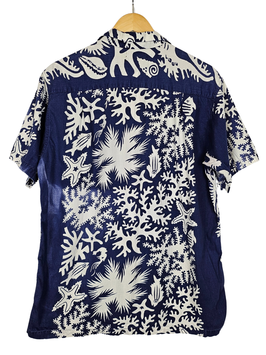 Royal Hawaii Navy White Tropical Hawaiian Shirt - L