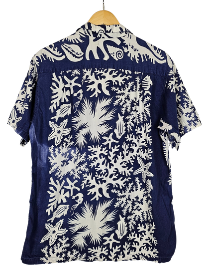 Royal Hawaii Navy White Tropical Hawaiian Shirt - L