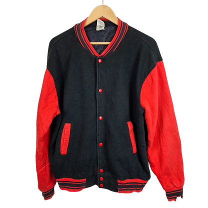 Fruit Of The Loom Black and Red Varsity Jacket - L