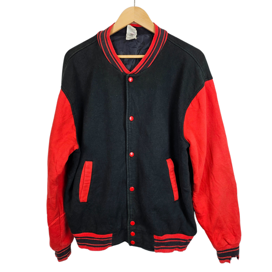 Fruit Of The Loom Black and Red Varsity Jacket - L