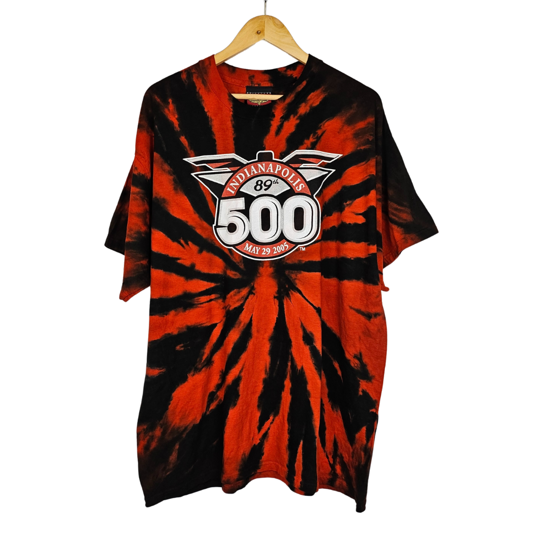 Indianapolis 500 Red and Black Tie Dye T-Shirt - XL