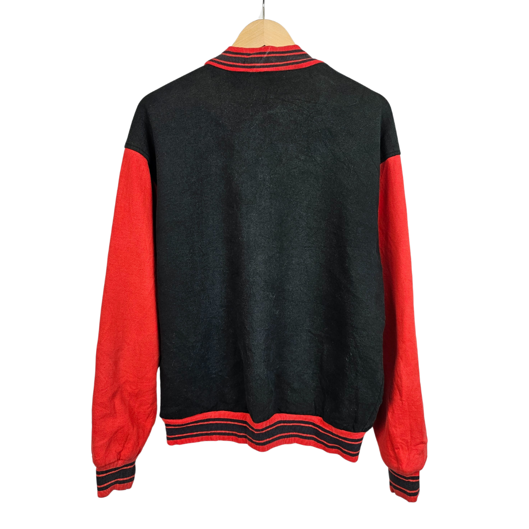 Fruit Of The Loom Black and Red Varsity Jacket - L