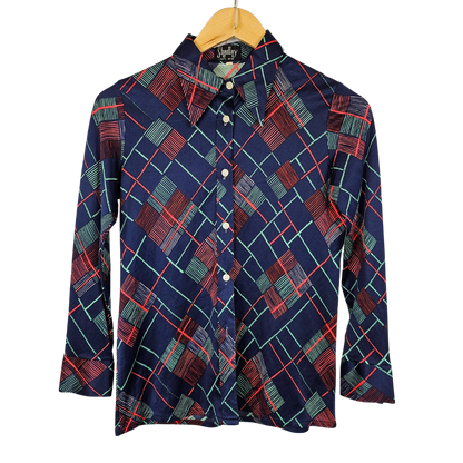 Shadlay Diamond Print Retro Shirt