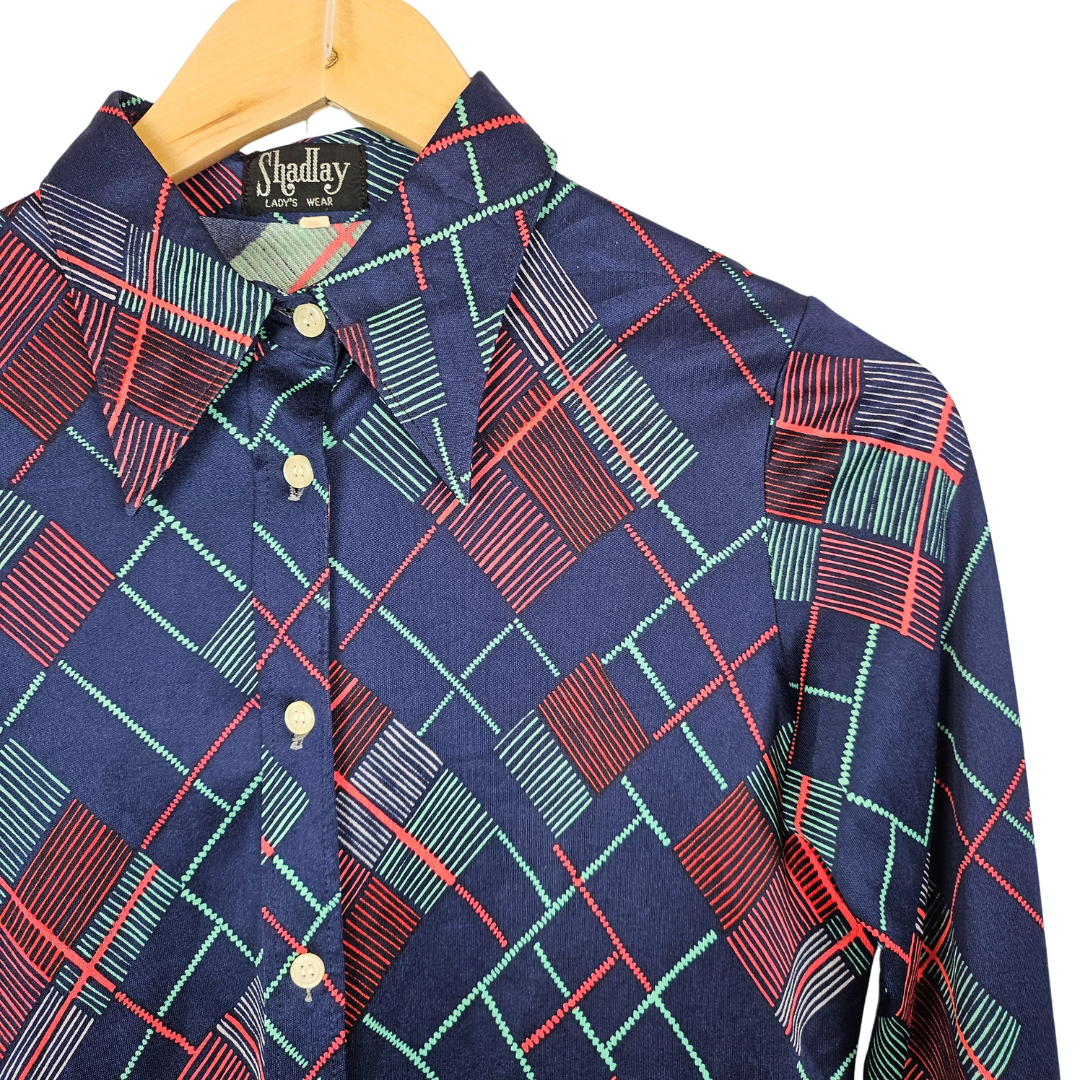 Shadlay Diamond Print Retro Shirt