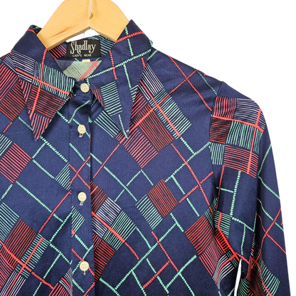 Shadlay Diamond Print Retro Shirt