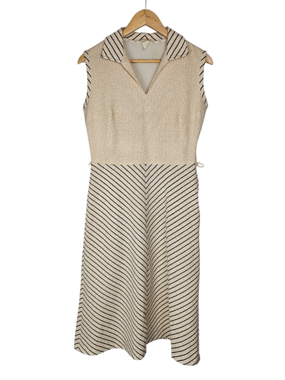 Sleeveless Collared Chevron Dress