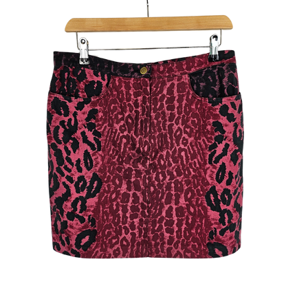 Luciano Pavaloti Pink and Black Animal Print Mini Skirt