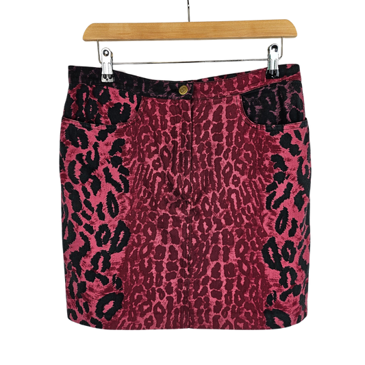 Luciano Pavaloti Pink and Black Animal Print Mini Skirt