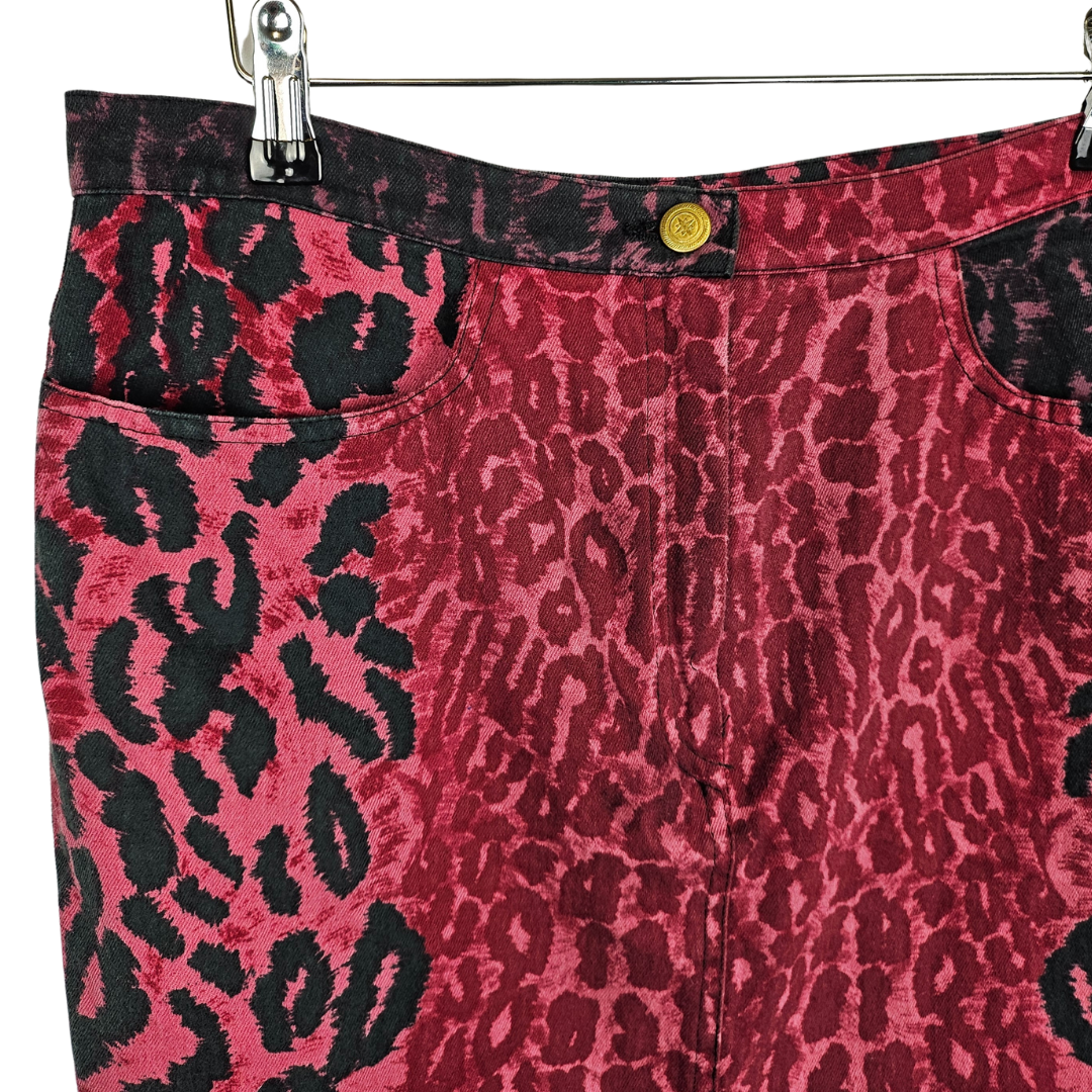 Luciano Pavaloti Pink and Black Animal Print Mini Skirt