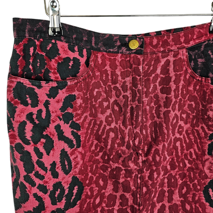 Luciano Pavaloti Pink and Black Animal Print Mini Skirt