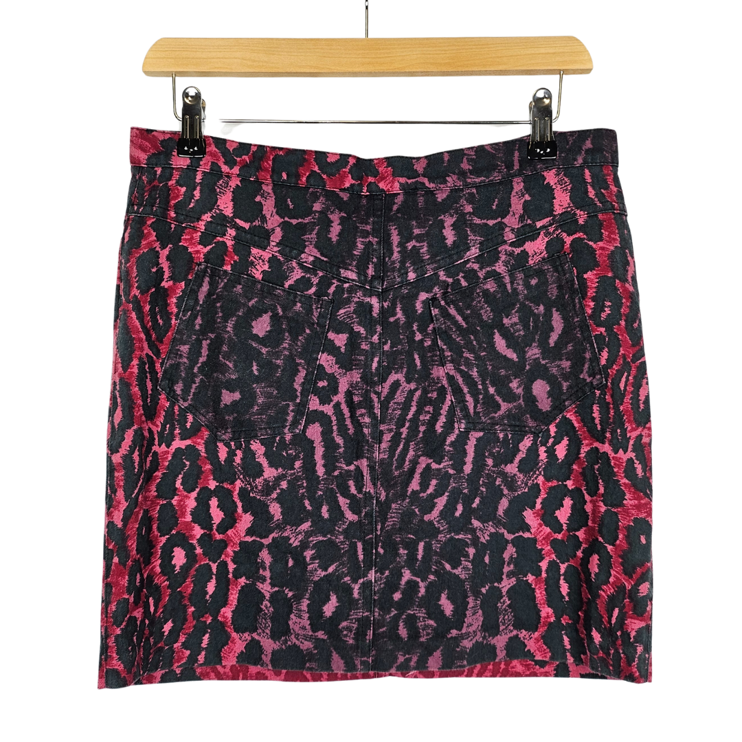 Luciano Pavaloti Pink and Black Animal Print Mini Skirt