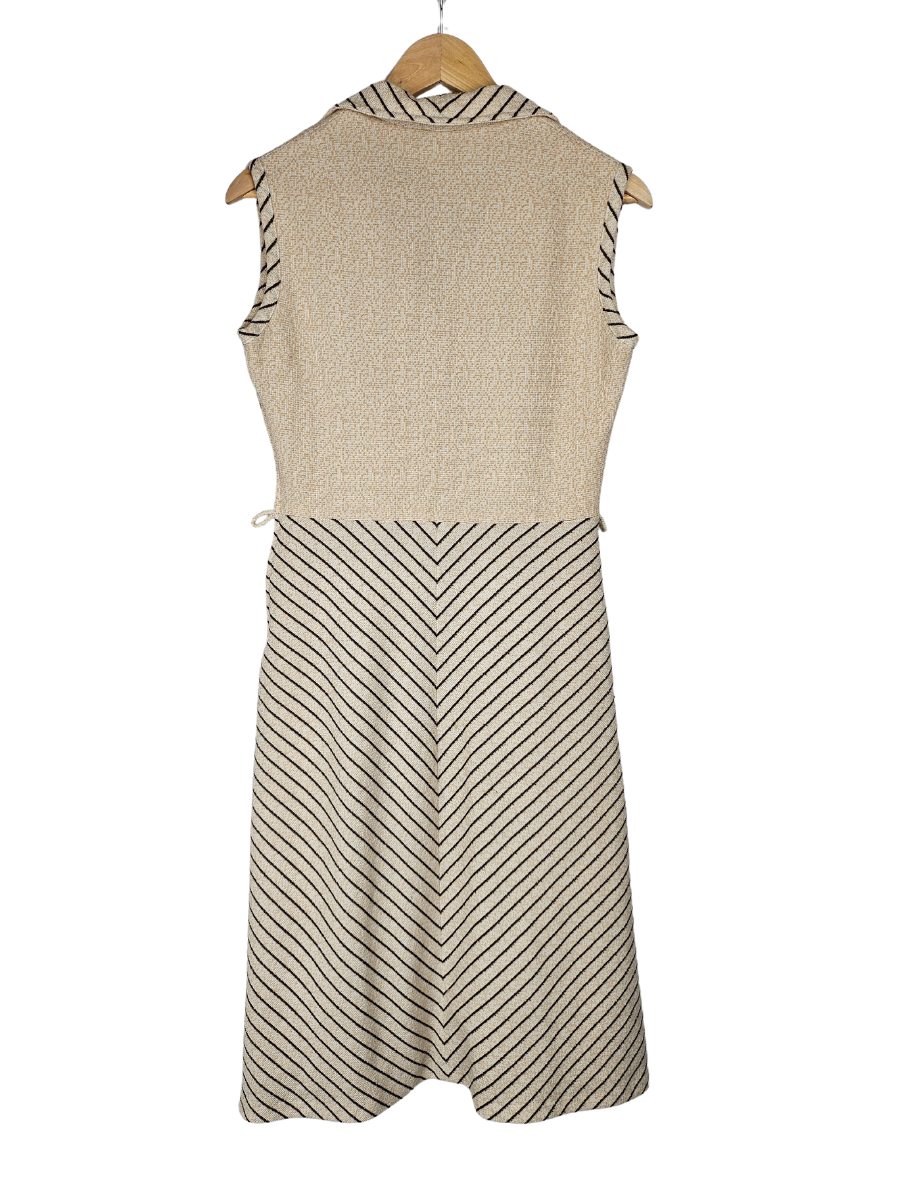 Sleeveless Collared Chevron Dress