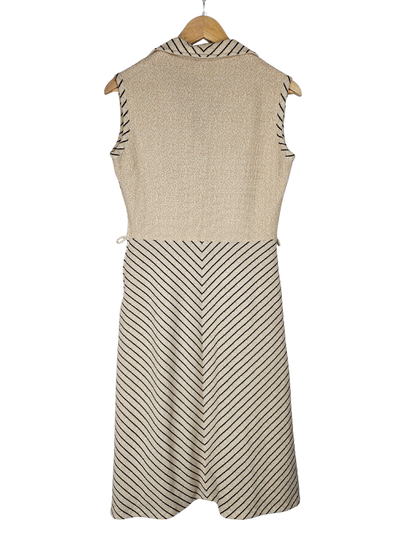 Sleeveless Collared Chevron Dress