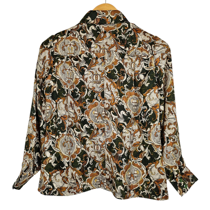 Greek Inspired Green and Brown Pattern Retro Shirt