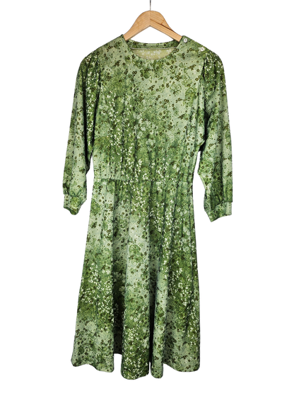 Green Floral Print Flared Dress