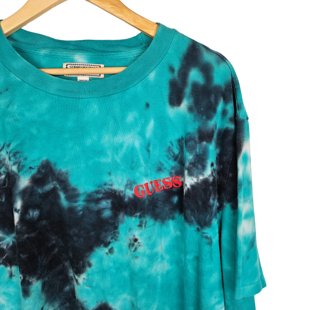 Guess Originals Embroidered Logo and Back Print Tie Dye T-shirt - XL