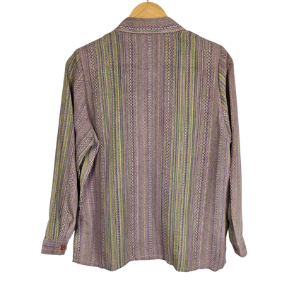 Fashion Selica Multi Stripe Retro Shirt with Shoulder Pads