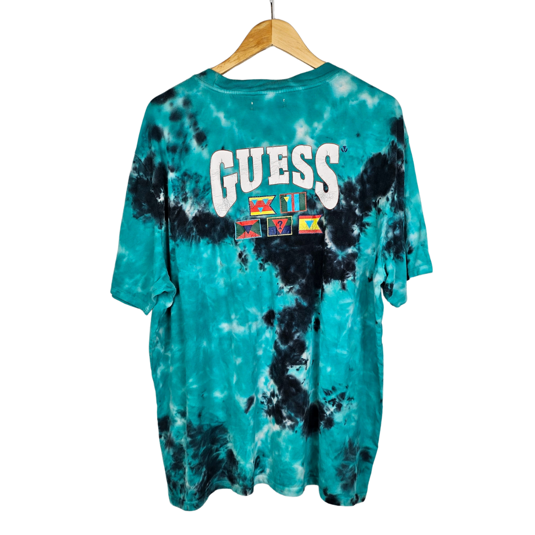 Guess Originals Embroidered Logo and Back Print Tie Dye T shirt XL Ringo Retro