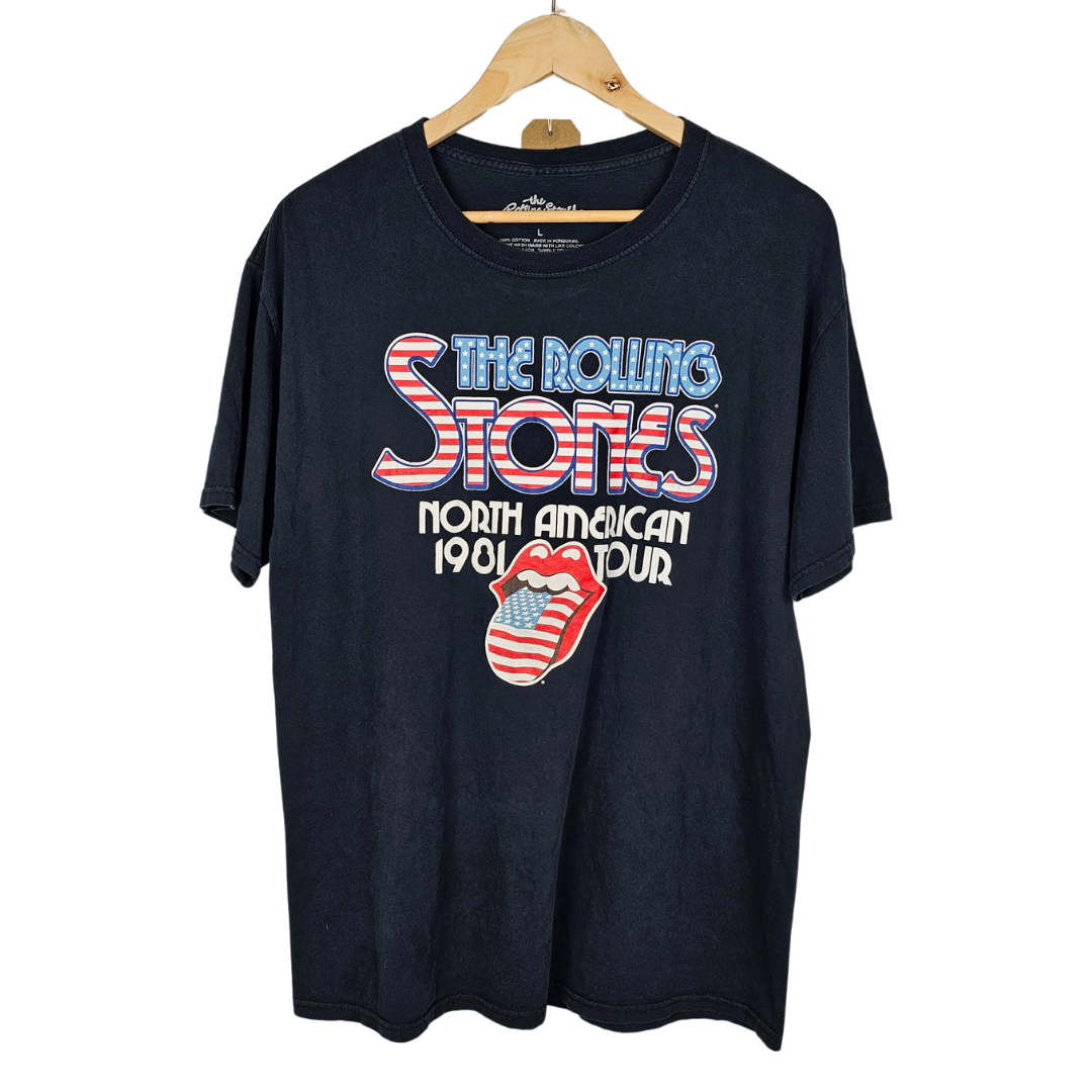 Rolling Stones Official North American 1981 Tour Print T-Shirt - L