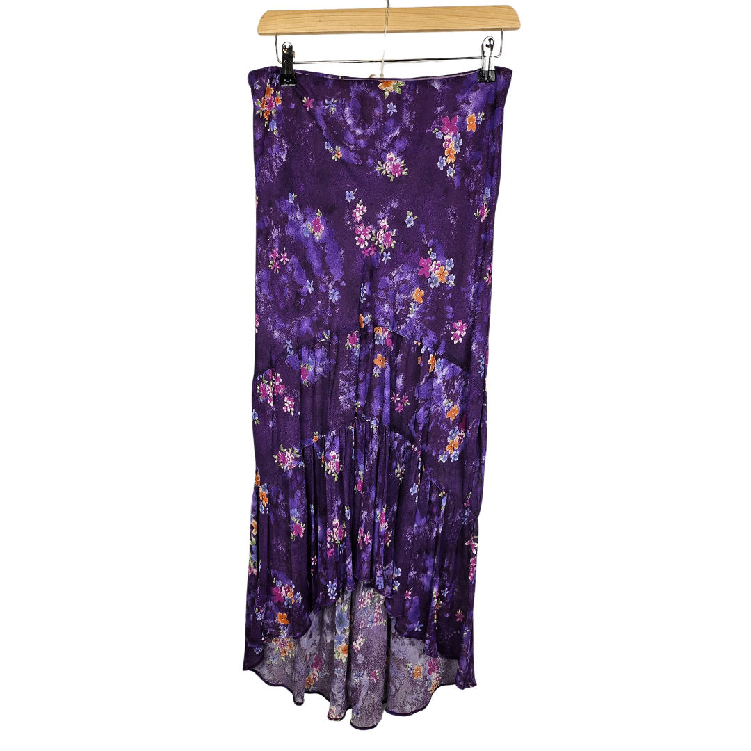 Avant Purple Floral High Low Maxi Skirt