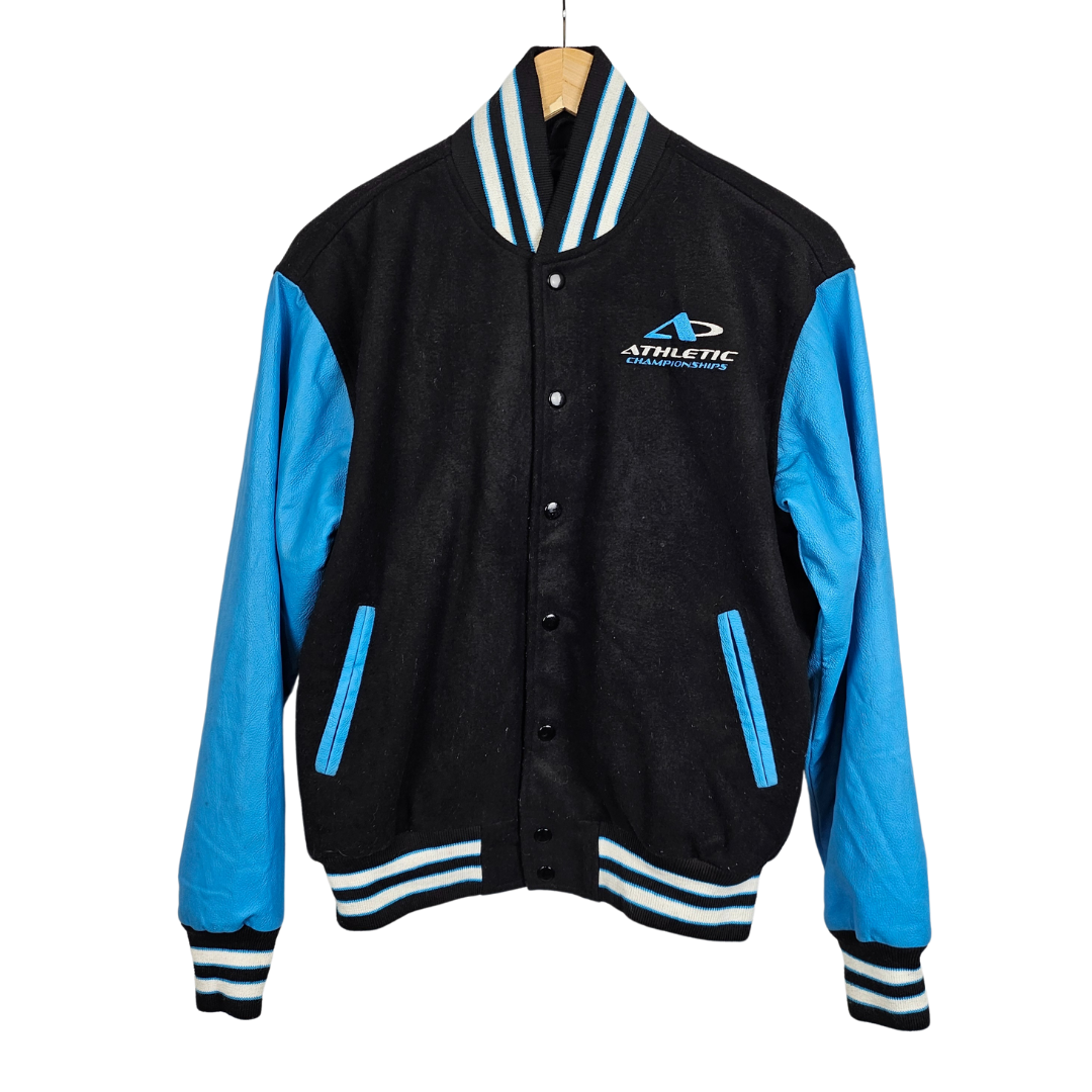 Athletic Championships Leather Sleeved Varsity Jacket - S