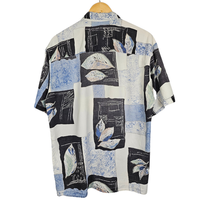 Abstract Leaves and Square Print Short-sleeved Shirt