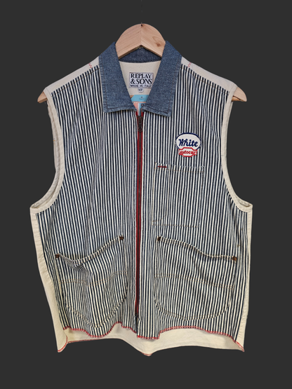 Replay Striped Denim Gilet - M