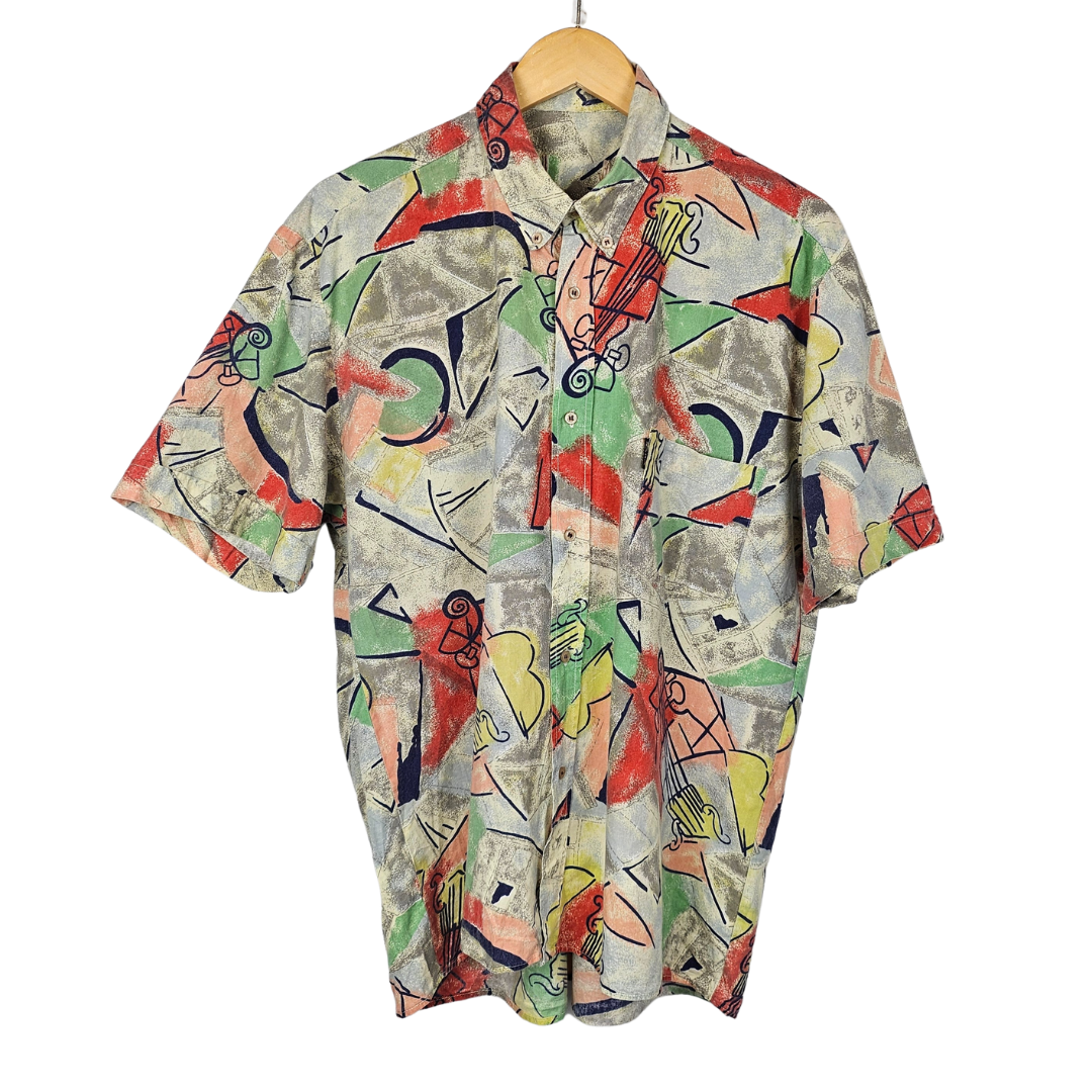 Sara Primary Colour Abstract Guitar Print Shirt