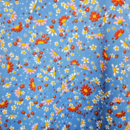 Blue Ditsy Floral Print Retro Shirt