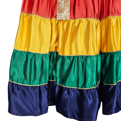 Robe Pourlle Green/blue/Red/Gold striped skirt