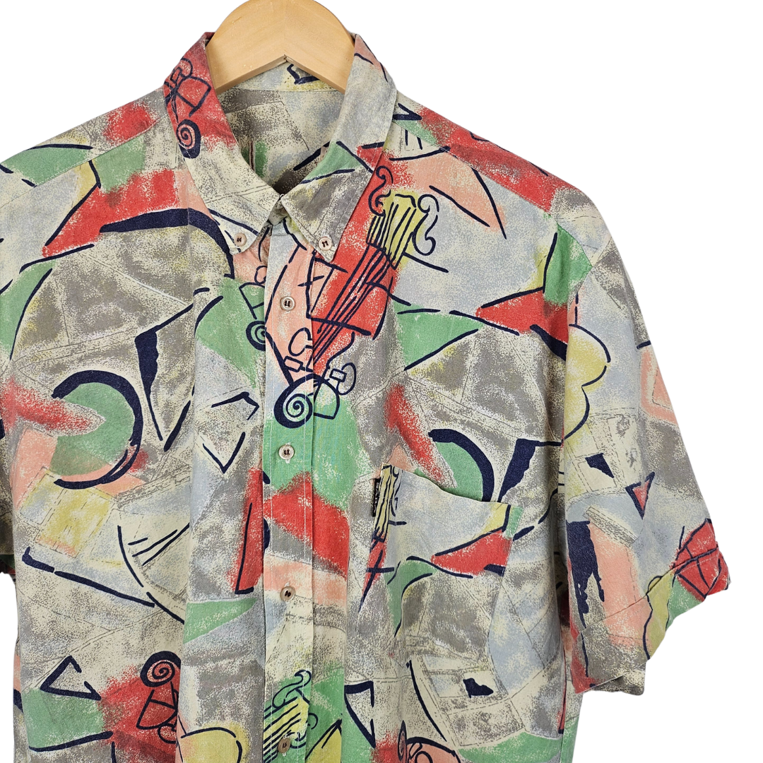 Sara Primary Colour Abstract Guitar Print Shirt