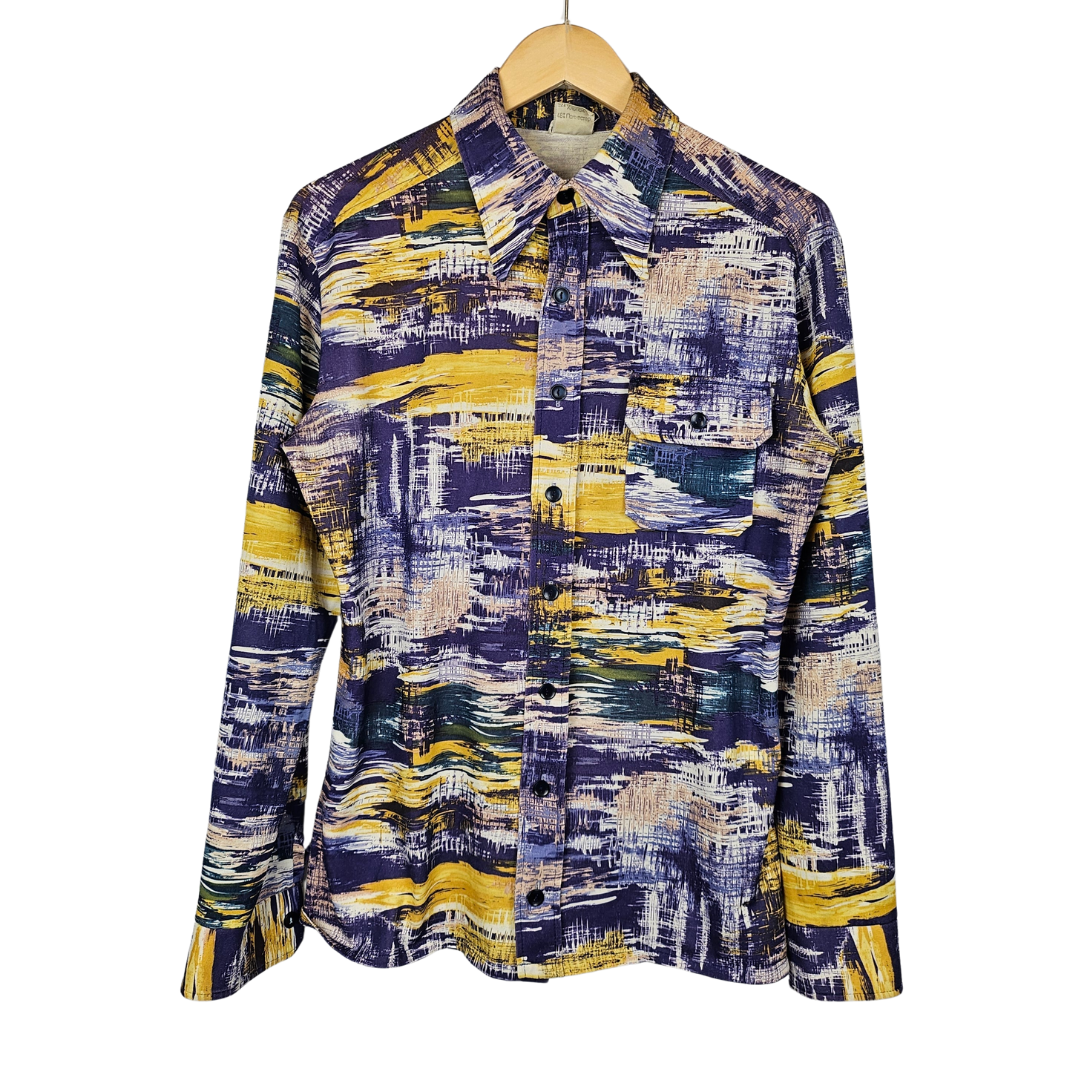 Blue and Yellow Graphic Print Shirt