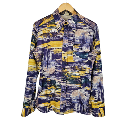 Blue and Yellow Graphic Print Shirt