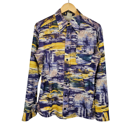 Blue and Yellow Graphic Print Shirt