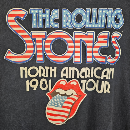 Rolling Stones Official North American 1981 Tour Print T-Shirt - L