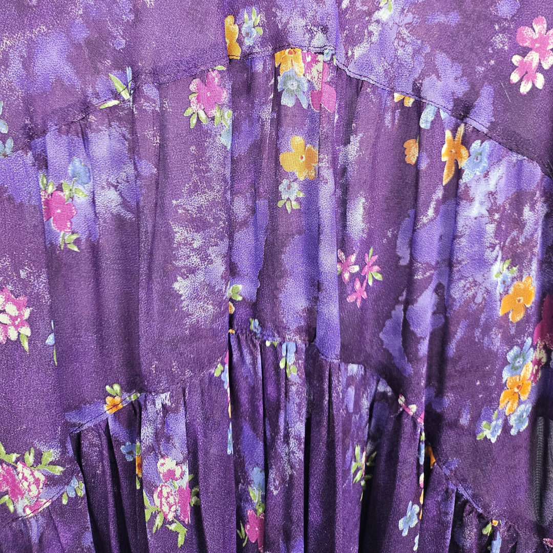 Avant Purple Floral High Low Maxi Skirt