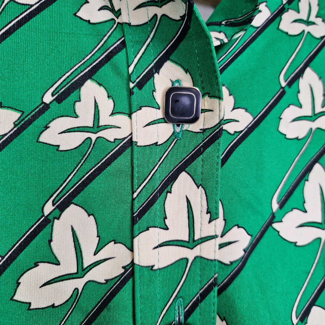 Renoir Green Leaf Print Retro Shirt