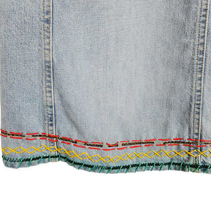 Denim A-line Skirt with Colourful Stitch Detail