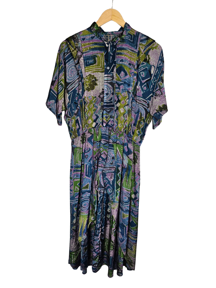 80's Retro Pattern Longline Dress