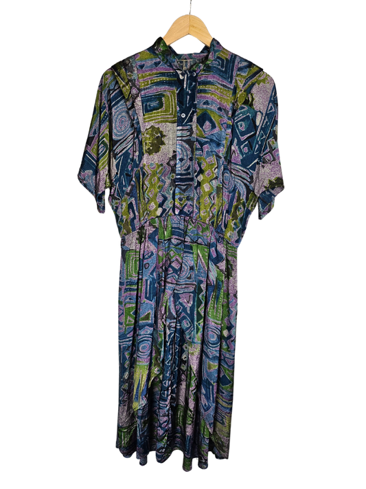 80's Retro Pattern Longline Dress