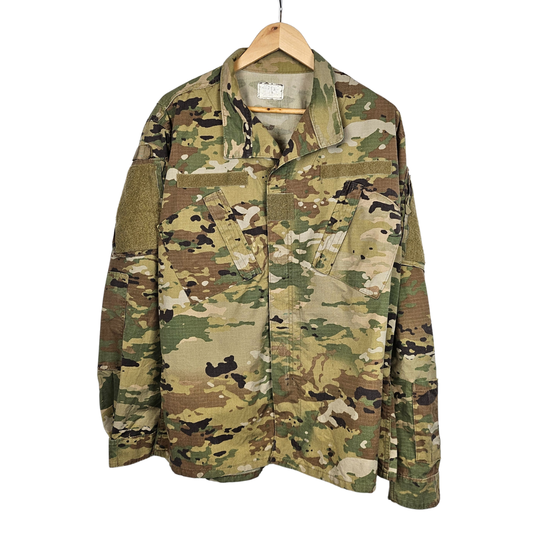 Military Army Camo Jacket with Velcro Patches - L