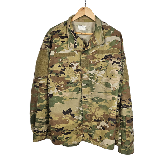 Military Army Camo Jacket with Velcro Patches - L